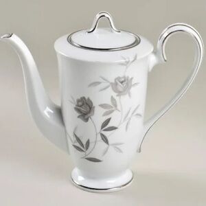 Elegant Rosamor Noritake White and Gray Floral Coffee Pot in Preloved Condition